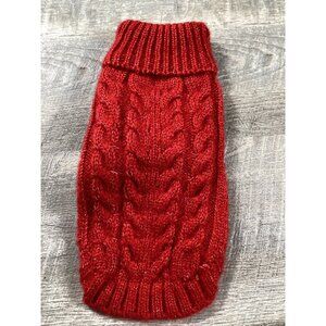 Hip Doggie Angora Cable Knit Dog Sweater Turtleneck Red M 14-16" Chest Pet Wear